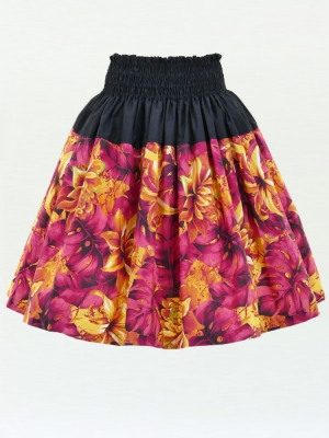 Hula Pa'u Skirt with Botanical Print / Orange / G2633