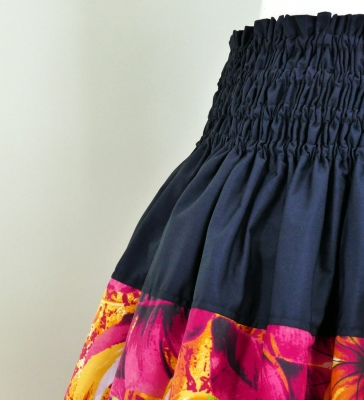 Hula Pa'u Skirt with Botanical Print / Orange / G2633