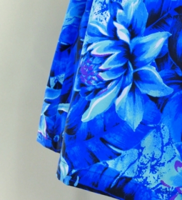 Hula Pa'u Skirt with Botanical Print / Blue / G2634