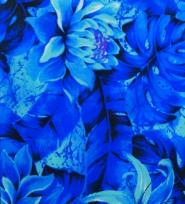 Hula Pa'u Skirt with Botanical Print / Blue / G2634