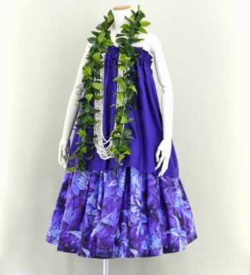 Hula Pa'u Skirt with Botanical Print / Purple / G2635