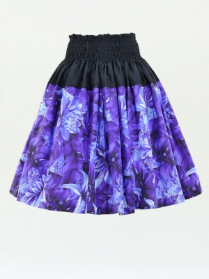 Hula Pa'u Skirt with Botanical Print / Purple / G2635