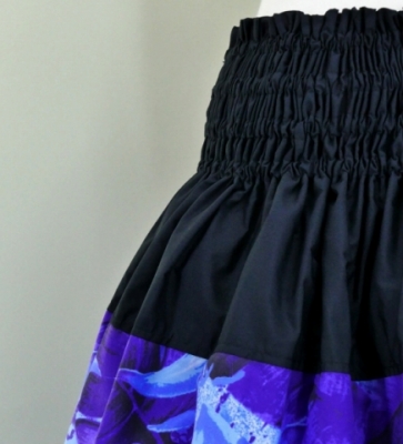 Hula Pa'u Skirt with Botanical Print / Purple / G2635