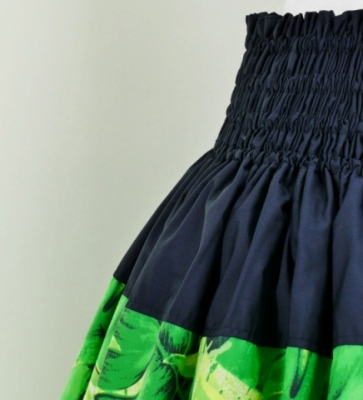 Hula Pa'u Skirt with Botanical Print / Green / G2636