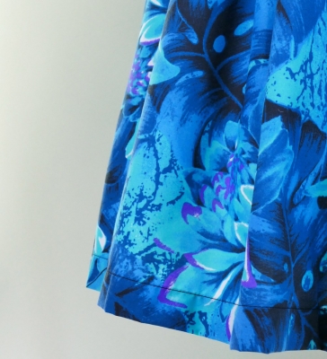 Hula Pa'u Skirt with Botanical Print / Teal / G2637