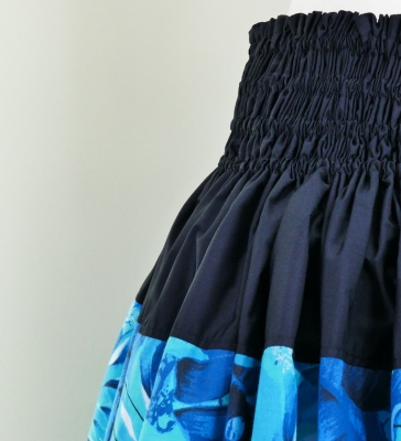 Hula Pa'u Skirt with Botanical Print / Teal / G2637