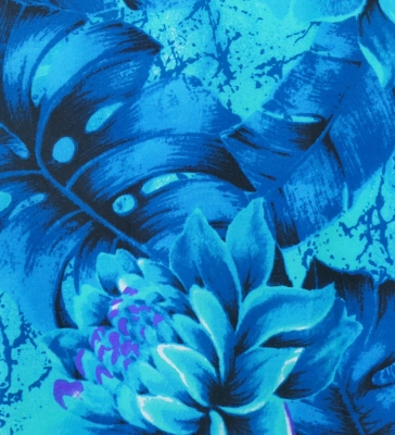 Hula Pa'u Skirt with Botanical Print / Teal / G2637