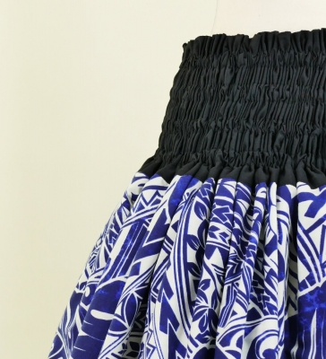 Hula Double & Reversible Pau Skirt with Kahiko Print / Black / G2638