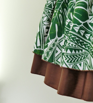 Hula Double & Reversible Pau Skirt with Kahiko Print / Brown / G2639