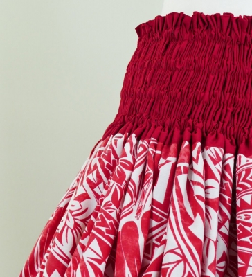 Hula Double & Reversible Pau Skirt with Kahiko Print / Red / G2640