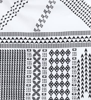 Hula Pa'u Skirt with Kahiko Print / White & Black / G2641