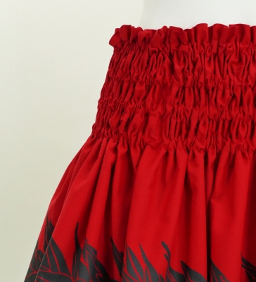 Hula Pa'u Skirt with Bird of Paradise Print / Red & Black / J2647