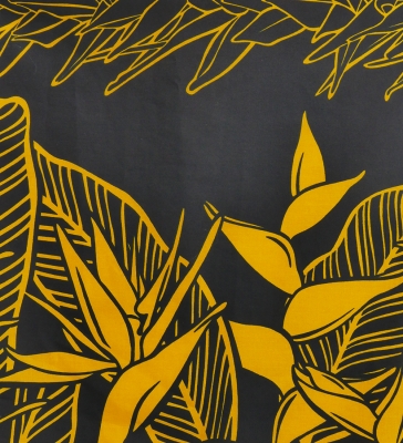 Hula Pa'u Skirt with Bird of Paradise Print / Mustard Yellow & Black / J2649