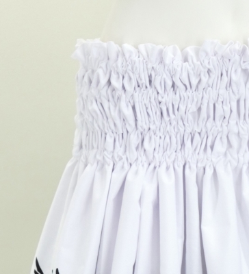 Hula Pa'u Skirt with Bird of Paradise Print / White & Black / G2651