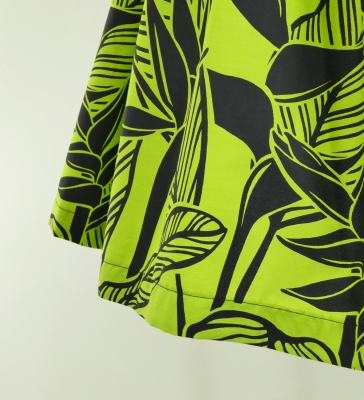 Hula Pa'u Skirt with Bird of Paradise Print / Black & Yellow Green / J2653