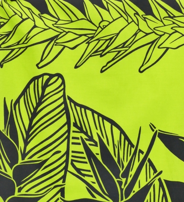 Hula Pa'u Skirt with Bird of Paradise Print / Black & Yellow Green / J2653