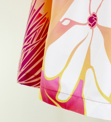 Hula Pa'u Skirt with Lehua & Tiare Print / Pink / J2659