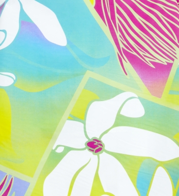 Hula Pa'u Skirt with Lehua & Tiare Print / Rainbow / J2661