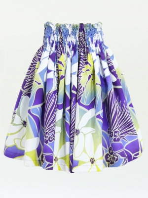 Hula Pa'u Skirt with Lehua & Tiare Print / Purple / G2663