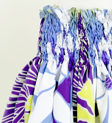 Hula Pa'u Skirt with Lehua & Tiare Print / Purple / G2663