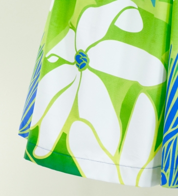 Hula Pa'u Skirt with Lehua & Tiare Print / Green / G2665