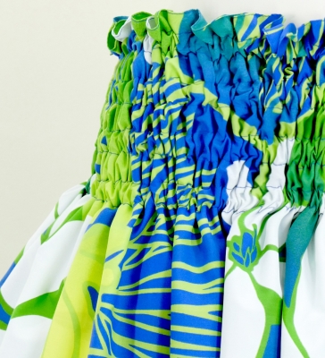 Hula Pa'u Skirt with Lehua & Tiare Print / Green / G2665