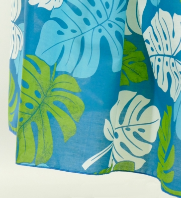 Hula Long Pa'u Skirt / Monstera Print / Blue / J2668