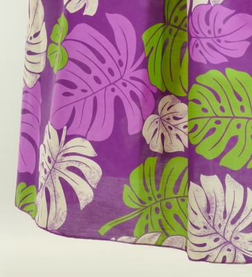 Hula Long Pa'u Skirt / Monstera Print / Purple / J2669