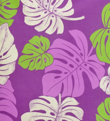 Hula Long Pa'u Skirt / Monstera Print / Purple / J2669