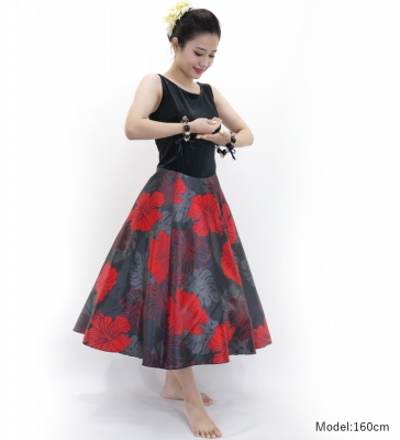 Hula Midi Dress with Hibiscus Print / Luxury Collection / Black / J2672bk