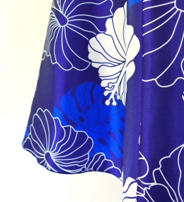 Hula Midi Dress with Hibiscus Print / Luxury Collection / Blue / J2672bl
