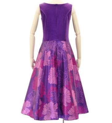 Hula Midi Dress with Hibiscus Print / Luxury Collection / Purple / J2672pu
