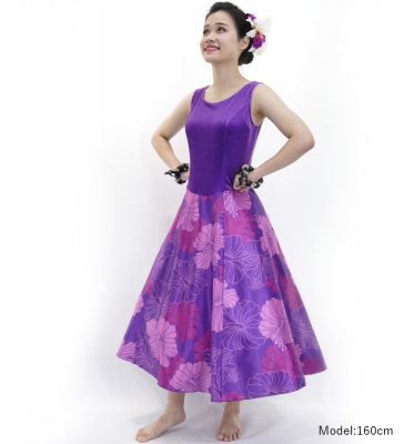 Hula Midi Dress with Hibiscus Print / Luxury Collection / Purple / J2672pu