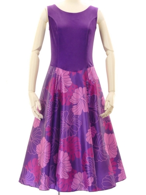 Hula Midi Dress with Hibiscus Print / Luxury Collection / Purple / J2672pu