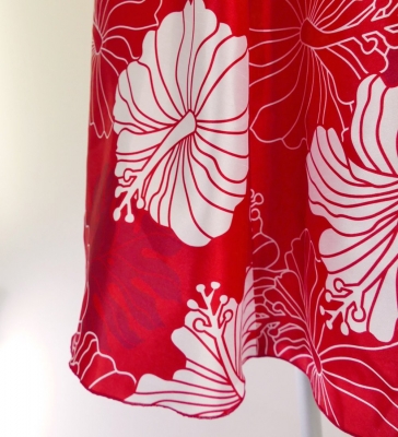 Hula Midi Dress with Hibiscus Print / Luxury Collection / Red / J2672rd