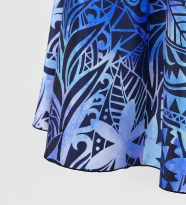 Hula Long Dress with Heliconia Print / Luxury Collection / Blue / J2679bl
