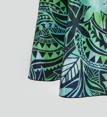 Hula Long Dress with Heliconia Print / Luxury Collection / Green / J2679gr