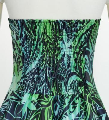 Hula Long Dress with Heliconia Print / Luxury Collection / Green / J2679gr