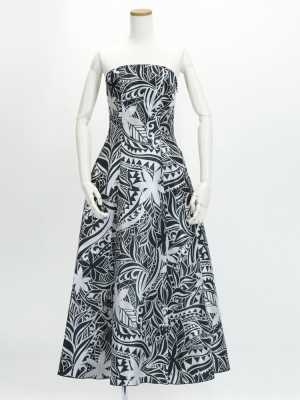 Hula Long Dress with Heliconia Print / Luxury Collection / Gray / J2679gy
