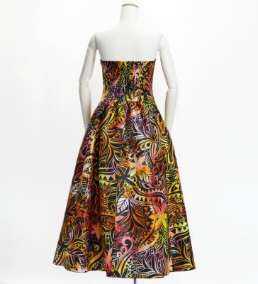 Hula Long Dress with Heliconia Print / Luxury Collection / Orange / J2679or