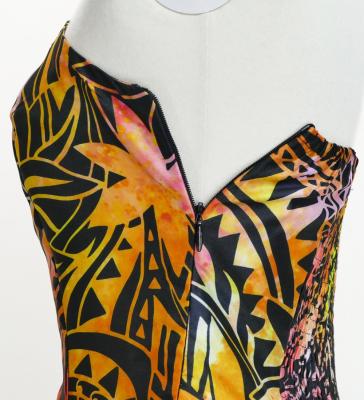 Hula Long Dress with Heliconia Print / Luxury Collection / Orange / J2679or