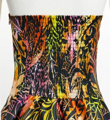 Hula Long Dress with Heliconia Print / Luxury Collection / Orange / J2679or