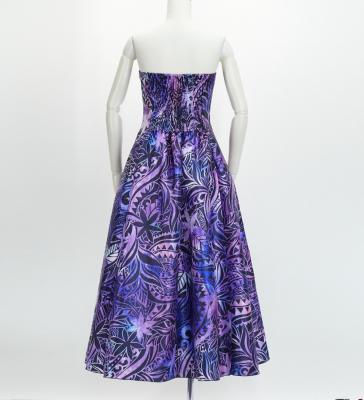 Hula Long Dress with Heliconia Print / Luxury Collection / Purple / J2679pu