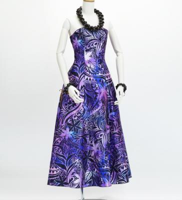 Hula Long Dress with Heliconia Print / Luxury Collection / Purple / J2679pu