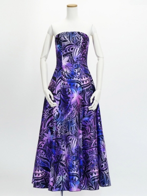 Hula Long Dress with Heliconia Print / Luxury Collection / Purple / J2679pu