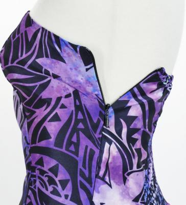 Hula Long Dress with Heliconia Print / Luxury Collection / Purple / J2679pu