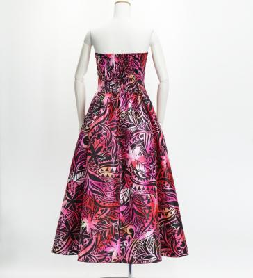 Hula Long Dress with Heliconia Print / Luxury Collection / Red / J2679rd