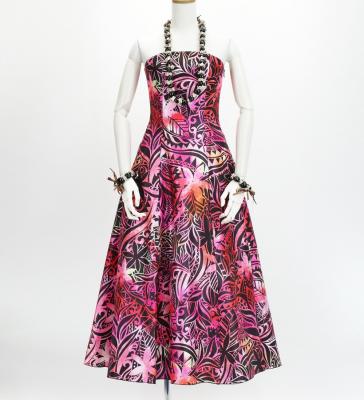 Hula Long Dress with Heliconia Print / Luxury Collection / Red / J2679rd