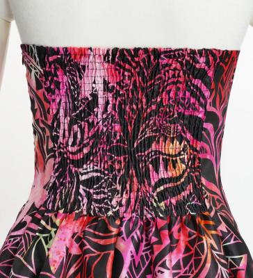 Hula Long Dress with Heliconia Print / Luxury Collection / Red / J2679rd