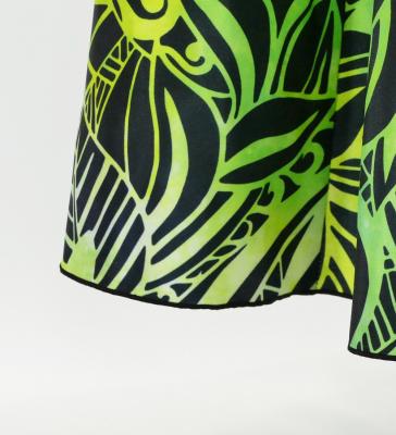 Hula Long Dress with Heliconia Print / Luxury Collection / Yellow Green / J2679ye